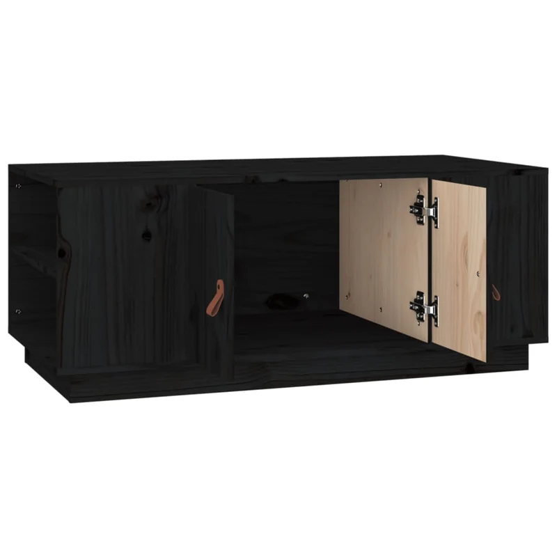 Table basse avec compartiment de rangement design rustique 100 x 50 x 41 cm bois massif de pin noir DEC039552