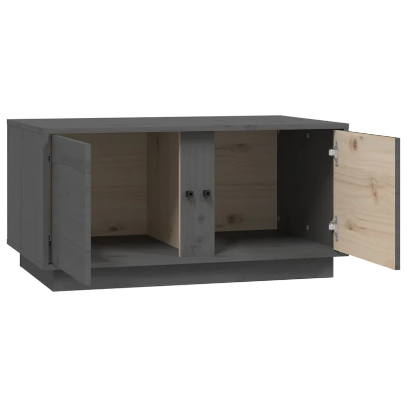 Table basse avec 2 compartiments design rustique 80 x 50 x 40 cm bois massif de pin gris DEC039203