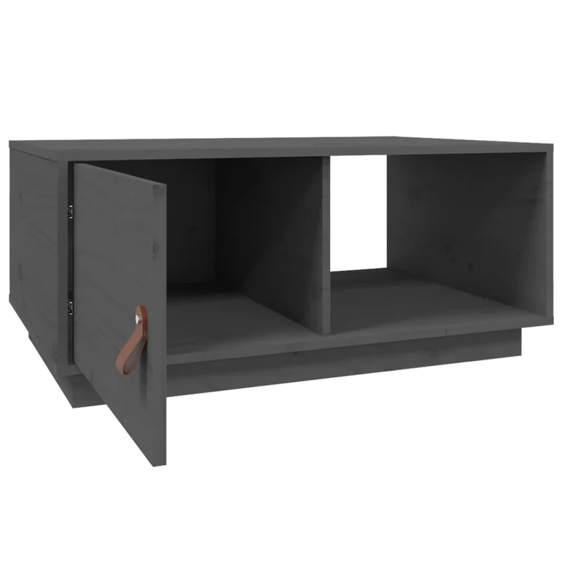 Table basse avec espace de rangement design minimaliste 80 x 50 x 35,5 cm bois massif de pin gris DEC039202