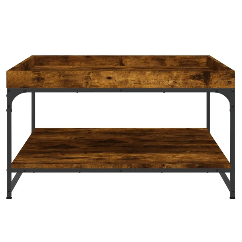 Table basse avec espace de rangement design industriel 80 x 80 x 45 cm bois d'ingénierie marron et fer DEC038495