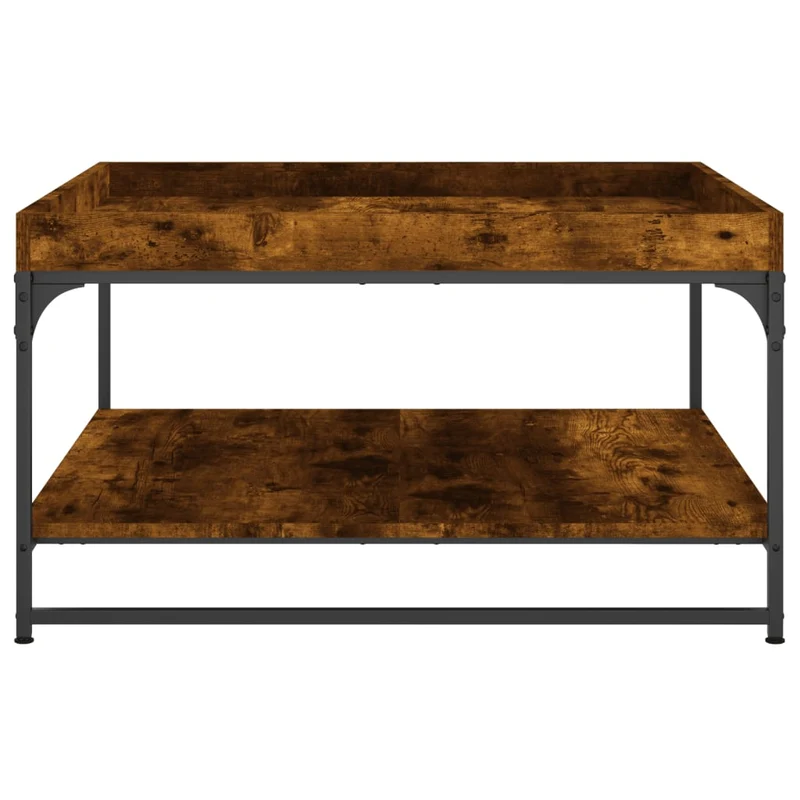 Table basse avec espace de rangement design industriel 80 x 80 x 45 cm bois d'ingénierie marron et fer DEC038495