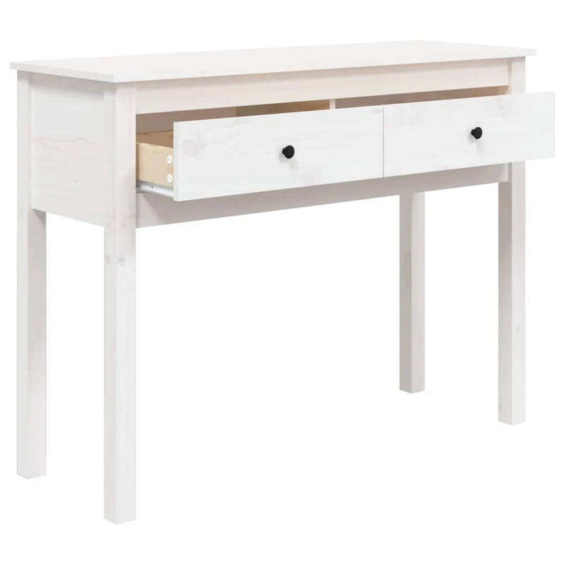 Table console avec tiroirs 100 x 35 x 75 cm bois massif de pin blanc DEC031677