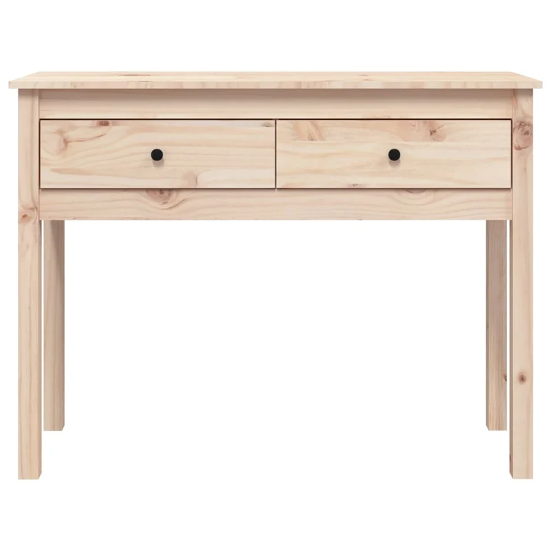 Table console avec deux tiroirs 100 x 35 x 75 cm bois massif de pin non traité DEC031495