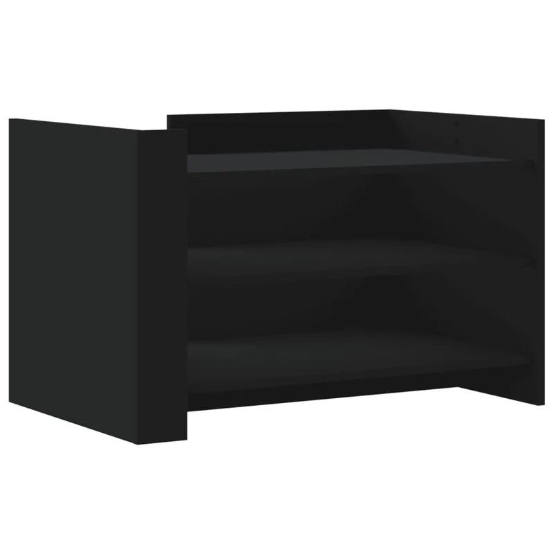 Table basse avec étagères design moderne 80 x 50 x 50 cm bois d'ingénierie noir DEC039778