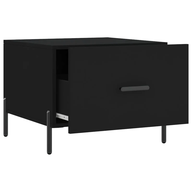 Table basse avec tiroir design moderne et contemporaine 50 x 50 x 40 cm bois d'ingénierie noir DEC039664