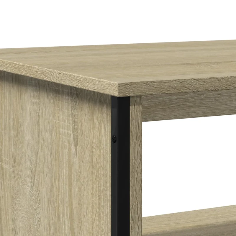 Table basse design industriel moderne 100 x 51 x 40 cm bois d'ingénierie couleur chêne et métal DEC038878