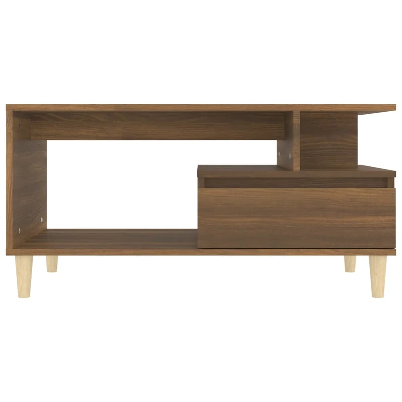 Table basse avec compartiments ouverts et tiroir design moderne 90 x 49 x 45 cm bois d'ingénierie marron DEC038781