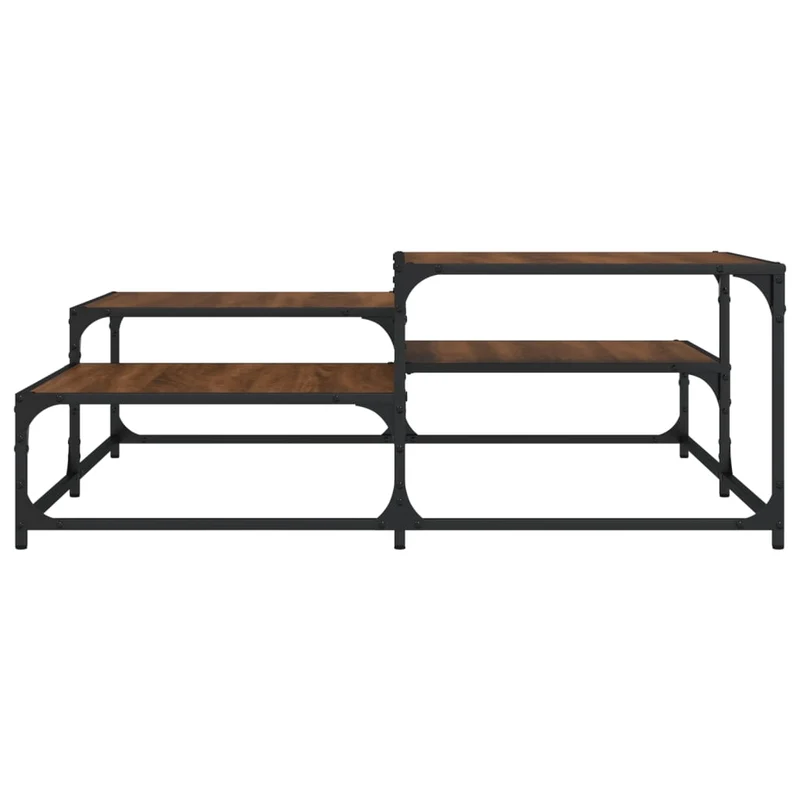 Table basse plusieurs hauteurs design industriel 107 x 107 x 40 cm bois d'ingénierie marron et métal DEC038654