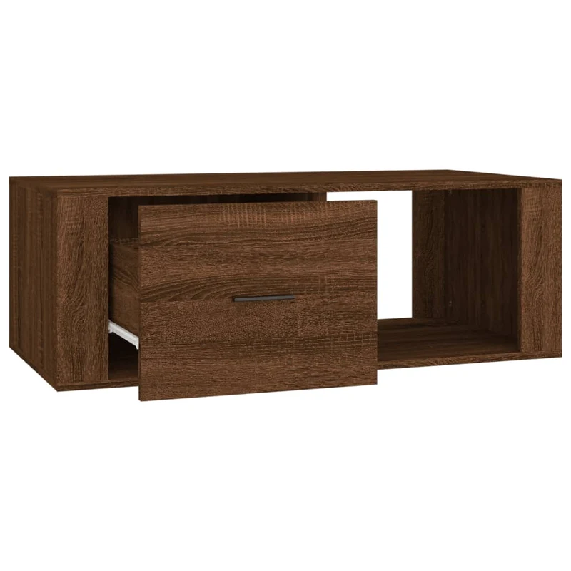 Table basse avec tiroir et compartiment ouvert design rustique 100 x 50,5 x 35 cm bois d'ingénierie marron DEC038576