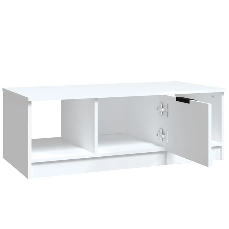 Table basse de salon design moderne 102 x 50 x 36 cm bois d'ingénierie blanc DEC037812