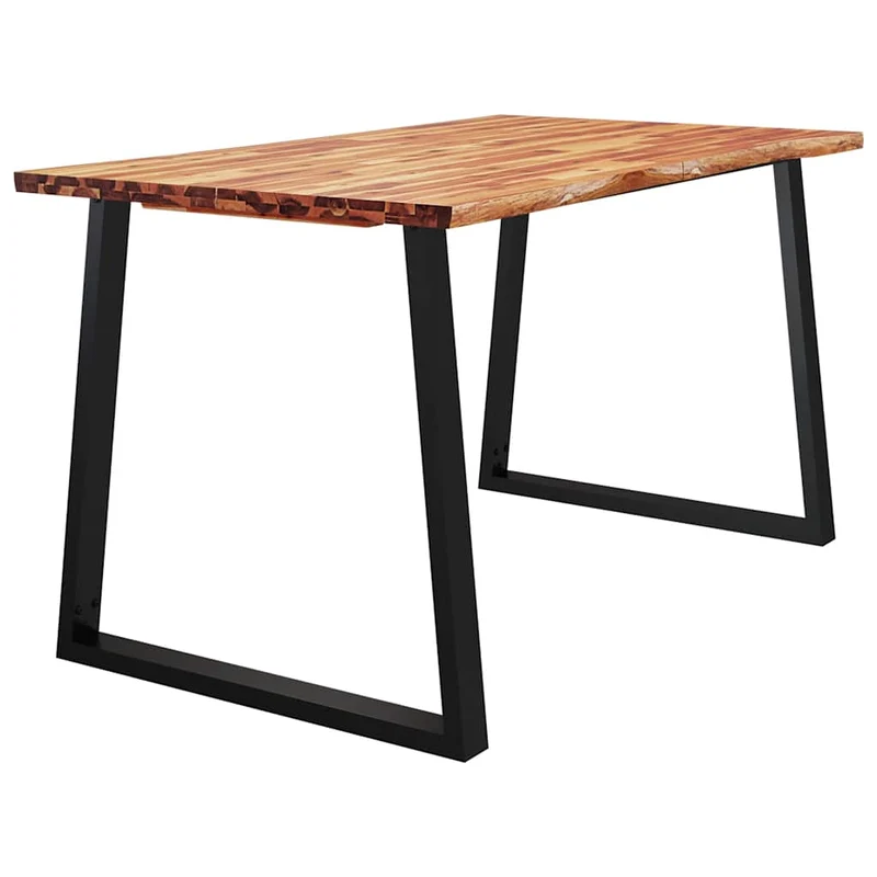 Table de salle à manger design industriel 140 x 80 x 75 cm bois d'acacia et acier DEC036714