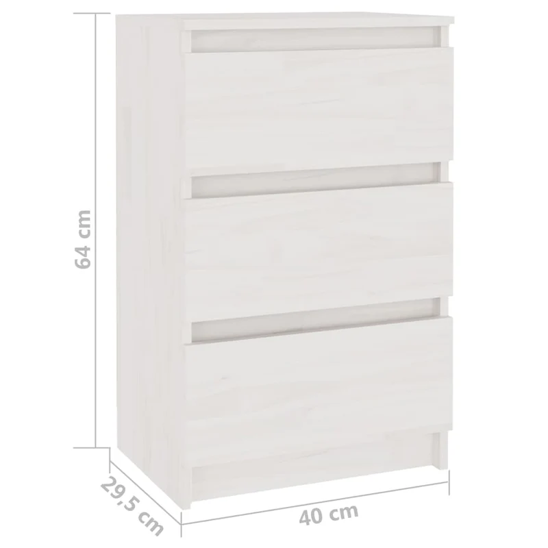 Table de chevet avec 3 tiroirs 40 x 29,5 x 64 cm bois de pin blanc DEC033327