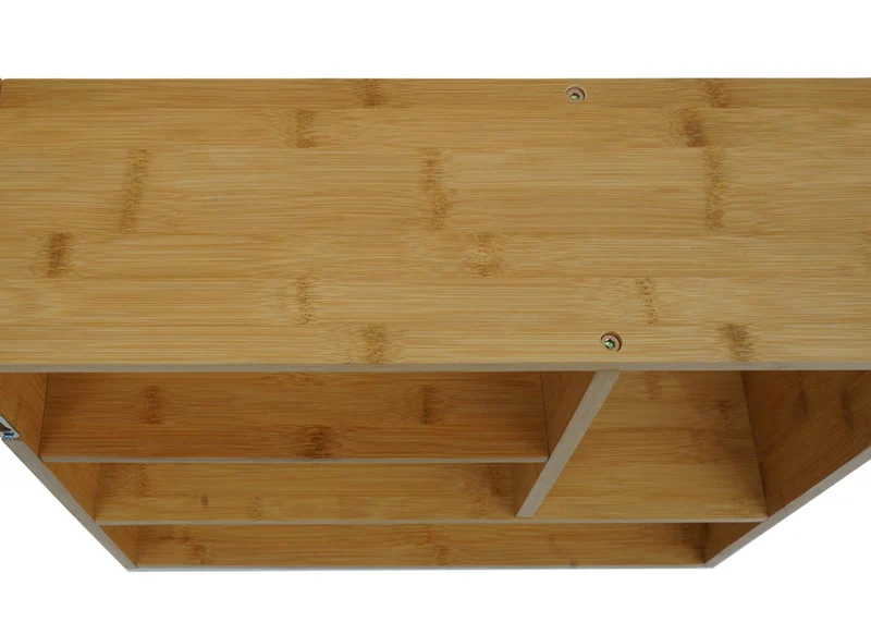 Étagère murale suspendue avec 4 compartiments en bambou 50x50x15 cm 04_0008682