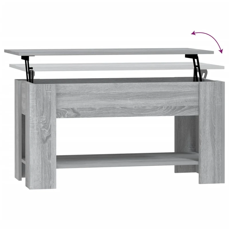 Table basse avec plateau relevable 101 x 49 x 52 cm bois d'ingénierie gris DEC039970
