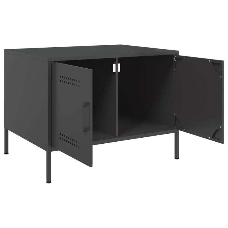 Table basse avec espace de rangement design industriel 68 x 50 x 50,5 cm acier noir DEC039730