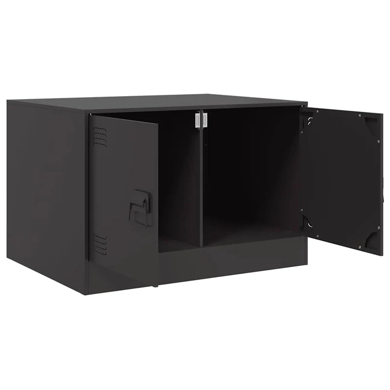 Table basse avec espace de rangement design industriel 67 x 50 x 44 cm acier noir DEC039727
