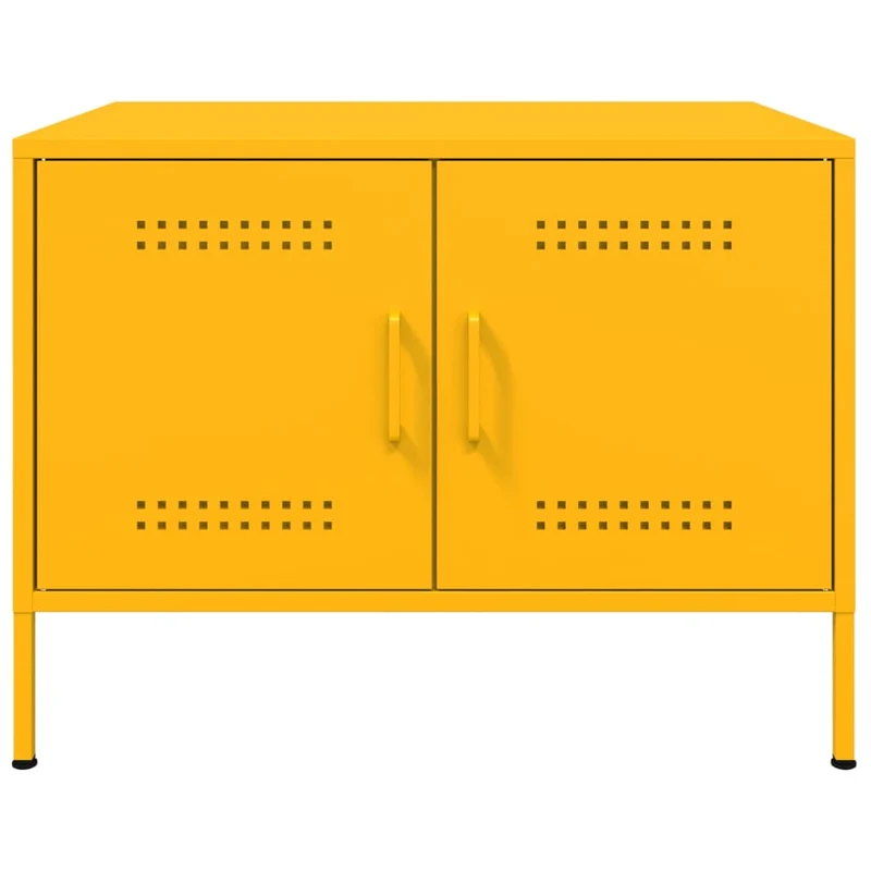 Table basse design industriel contemporain 68 x 50 x 50,5 cm acier jaune moutarde DEC039428