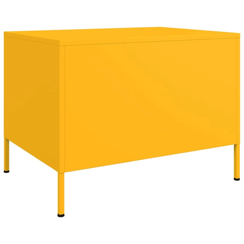 Table basse design industriel contemporain 68 x 50 x 50,5 cm acier jaune moutarde DEC039428
