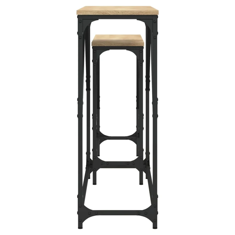 Lot de 2 tables d'appoint console en bois d'ingénierie et métal DEC032603