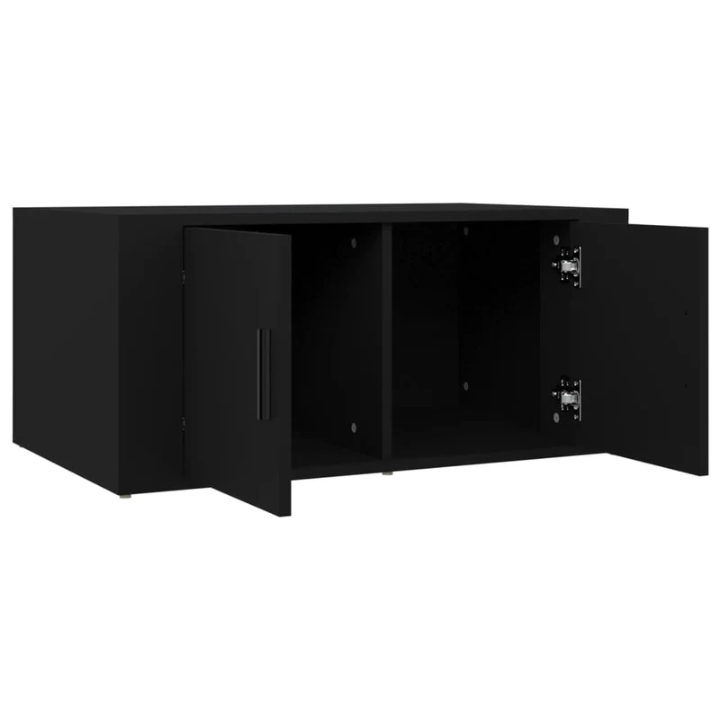 Table basse avec 2 compartiments design moderne 80 x 50 x 36 cm bois d'ingénierie noir DEC039762