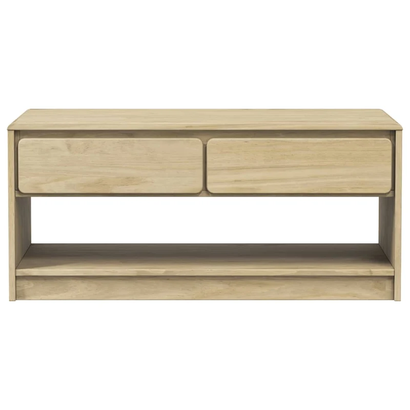 Table basse avec 2 tiroirs et 1 compartiment ouvert design rustique 99 x 55 x 45 cm bois de pin massif couleur chêne DEC039920