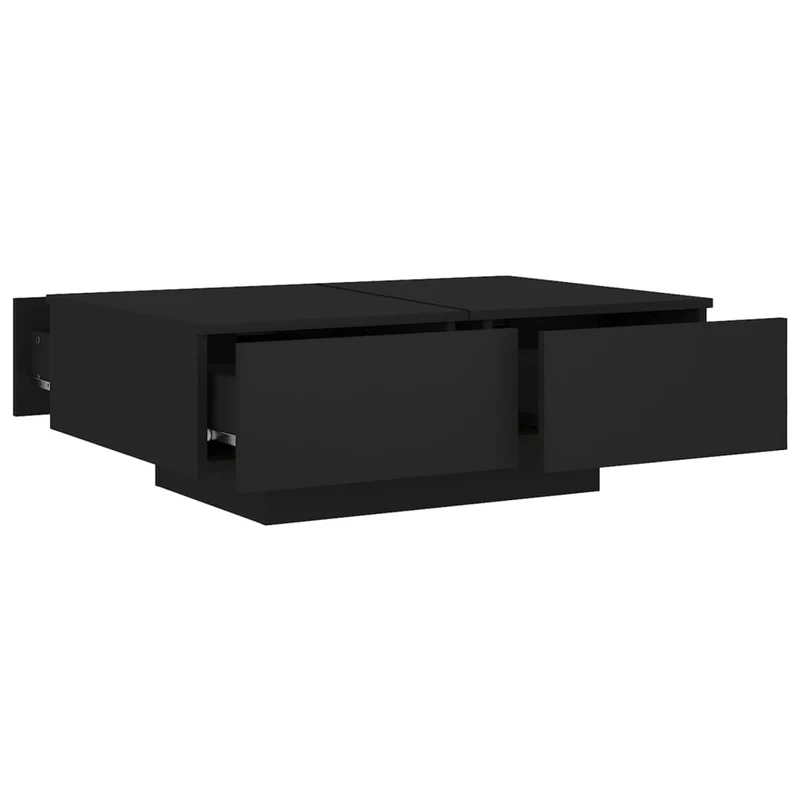 Table basse avec tiroirs design moderne et contemporaine 90 x 60 x 31 cm bois d’ingénierie noir DEC039855