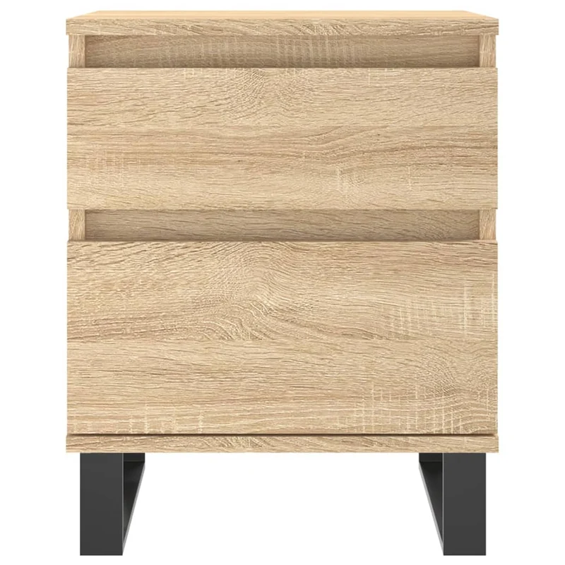 Table de chevet avec tiroir et compartiment avec porte 40 x 35 x 50 cm bois d’ingénierie couleur chêne et métal DEC033841