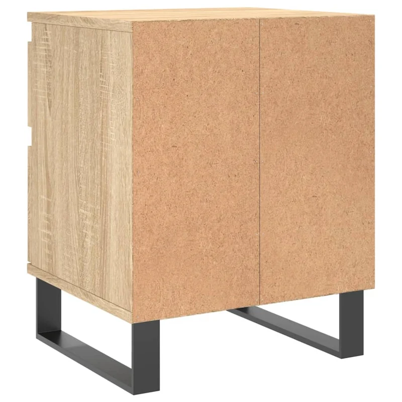 Table de chevet avec tiroir et compartiment avec porte 40 x 35 x 50 cm bois d’ingénierie couleur chêne et métal DEC033841