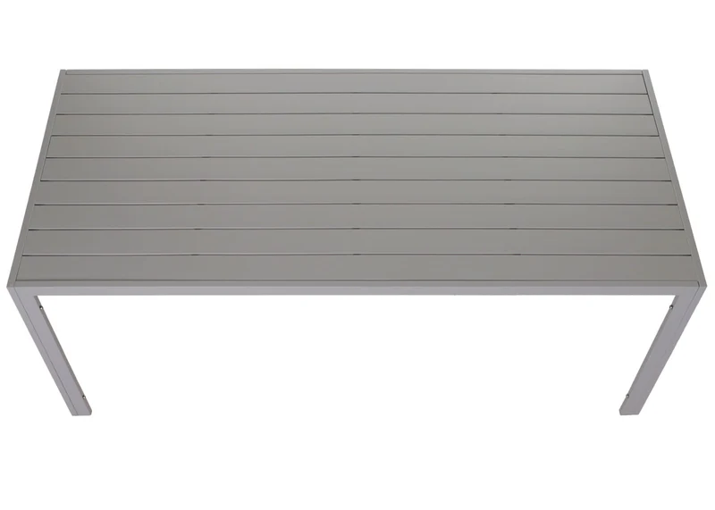 Table de jardin en aluminium résistante aux intempéries 180 x 80 cm gris clair 04_0008553