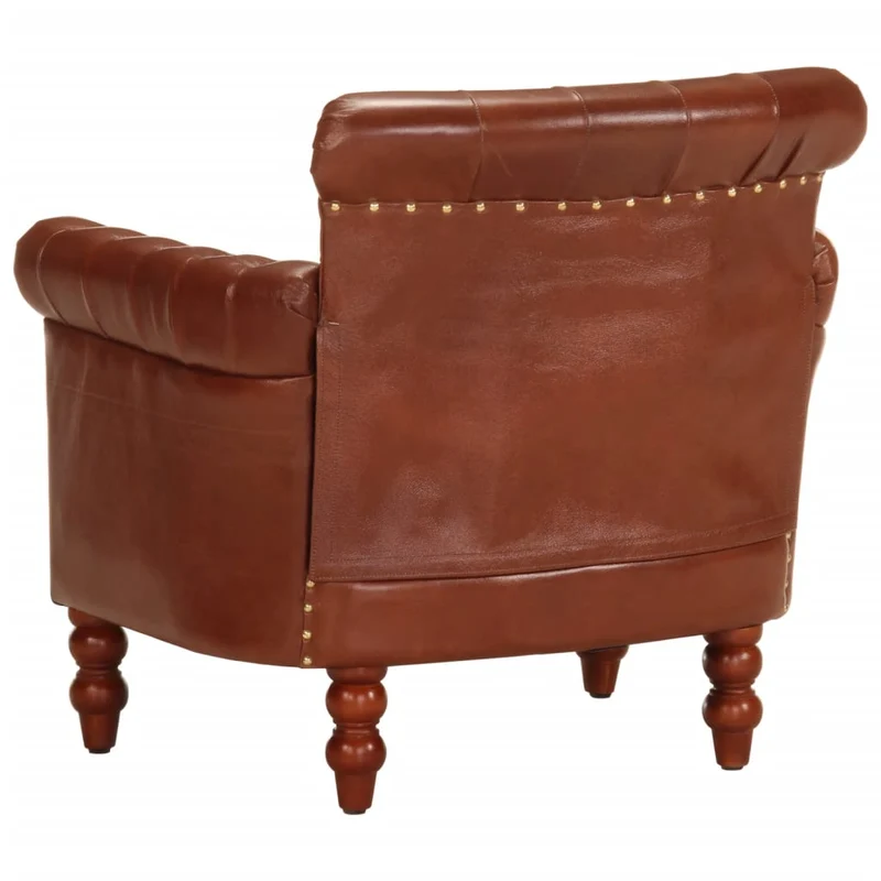 Fauteuil lounge design et moderne en cuir de chèvre véritable marron DEC028633