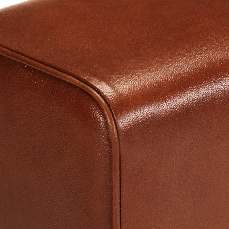 Banc saut de cheval tabouret 38 cm en cuir véritable marron et manguier brun DEC025011