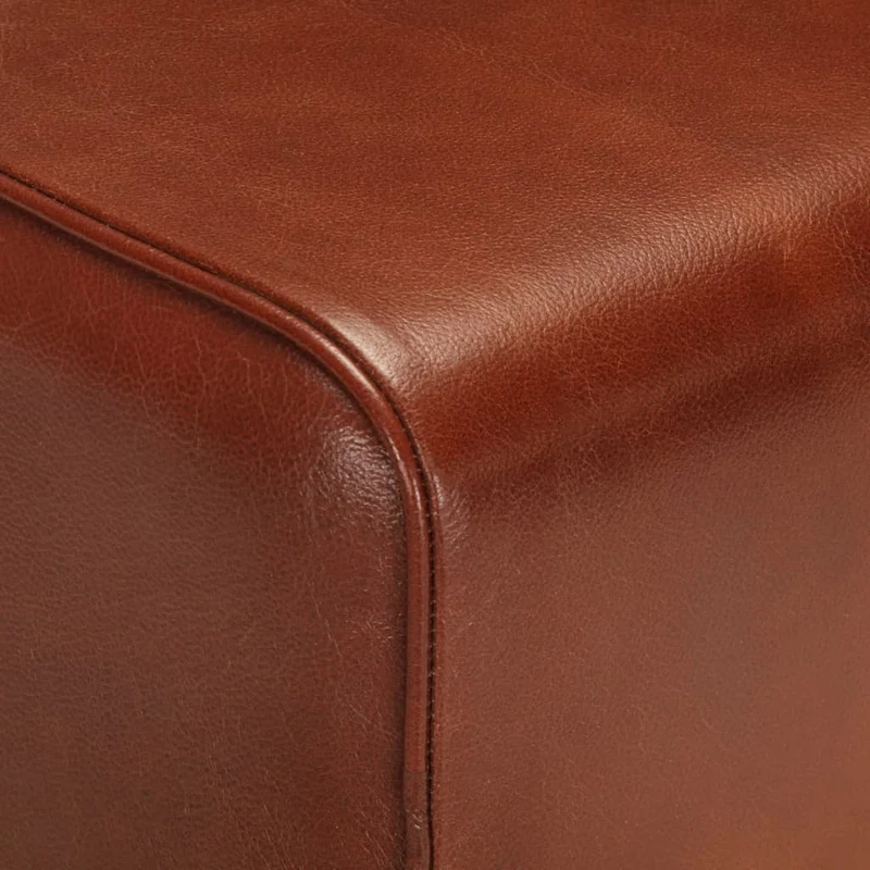 Banc tabouret design saut de cheval 58 cm en cuir véritable et manguier brun DEC025013