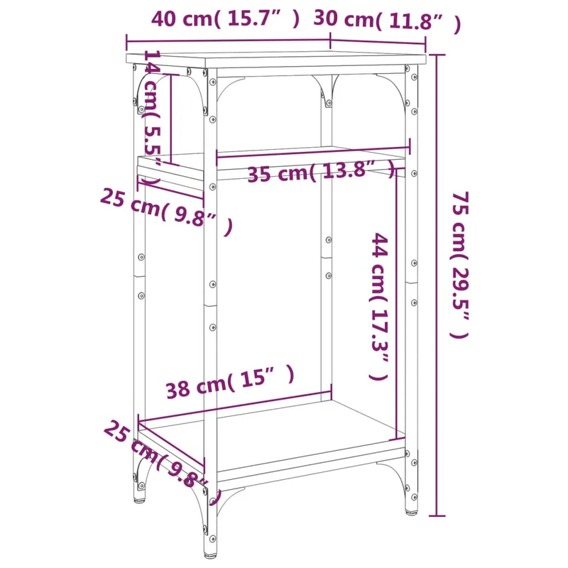 Table d'appoint bout de canapé avec étagère 40 x 30 x 75 cm bois d'ingénierie gris DEC032526