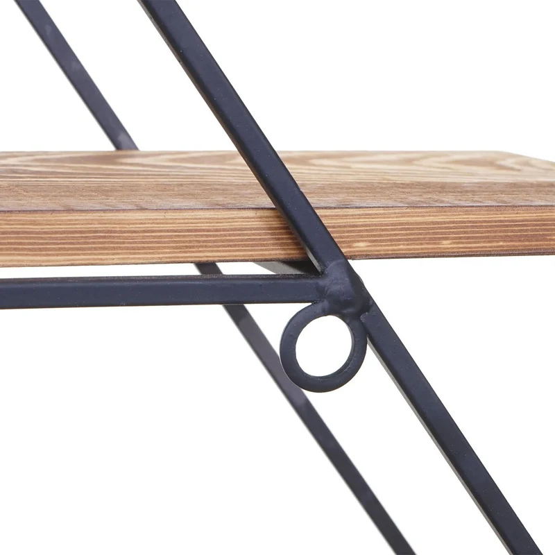 Étagère murale design industriel en bois 60x55x12cm ETA04047