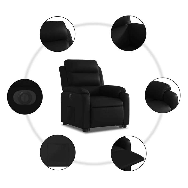 Fauteuil relax TV fonction de levage électrique très confortable en PVC noir DEC028464