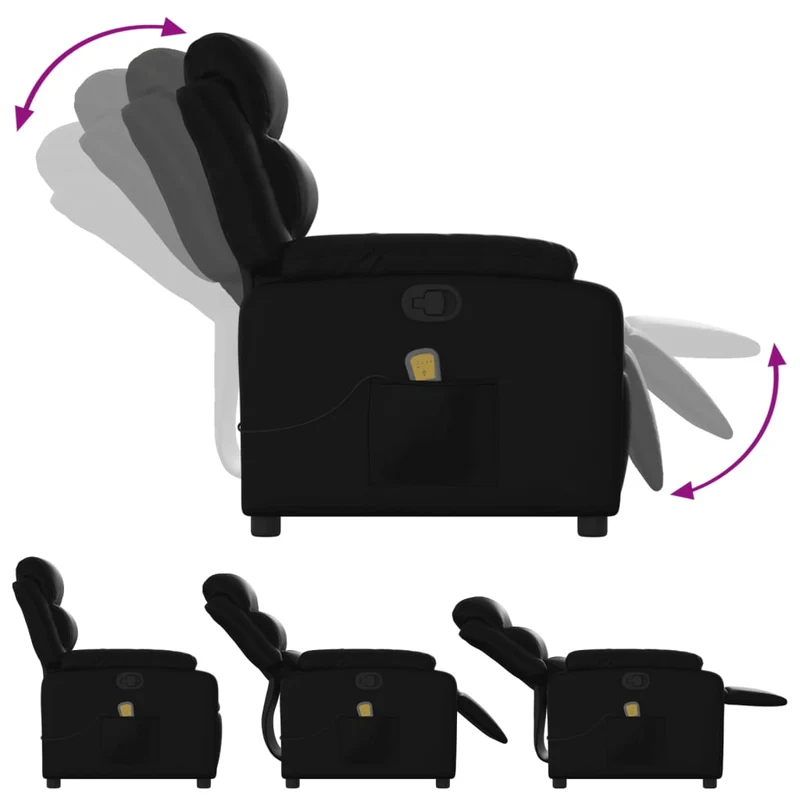 Fauteuil de relaxation TV fonction massage inclinable 6 points de massage en PVC noir DEC027031