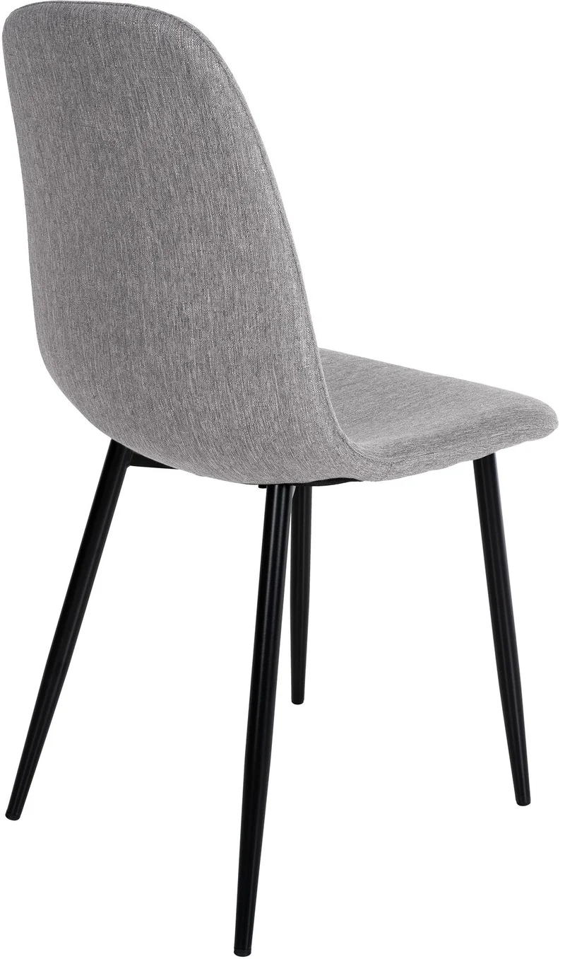 Chaise de salle à manger design simple avec pieds en métal noir assise en tissu gris clair 10_0002074