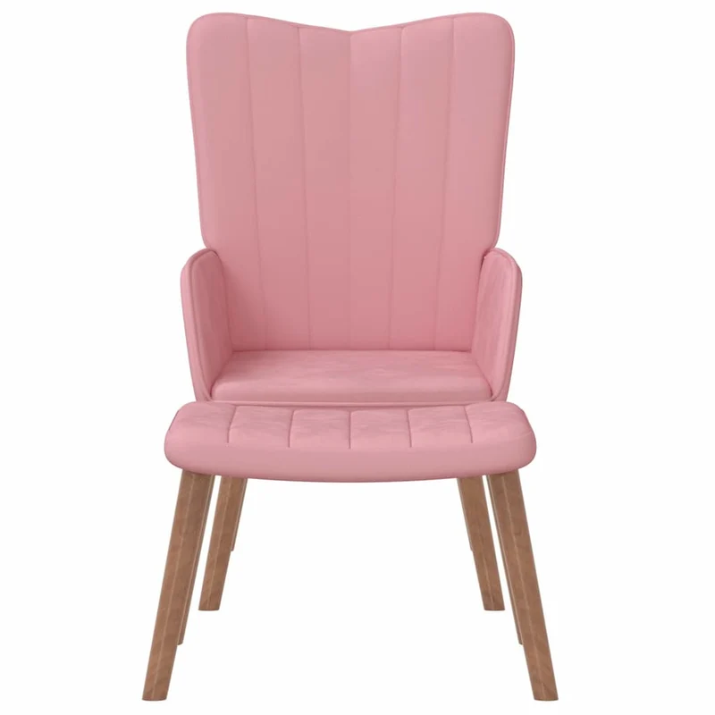 Fauteuil lounge chaise de canapé design moderne avec repose-pied en velours rose DEC026545
