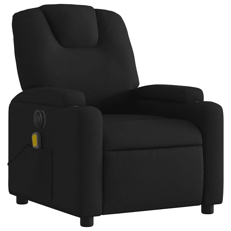 Fauteuil de relaxation TV fonction massage inclinable électrique 6 points de massage en tissu noir DEC027235