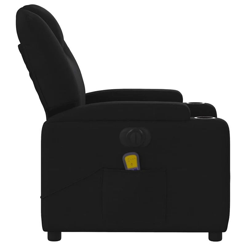 Fauteuil de relaxation TV fonction massage inclinable électrique 6 points de massage en tissu noir DEC027235