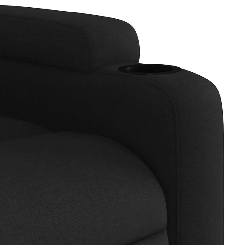 Fauteuil de relaxation TV fonction massage inclinable 6 points de massage en tissu noir DEC027043