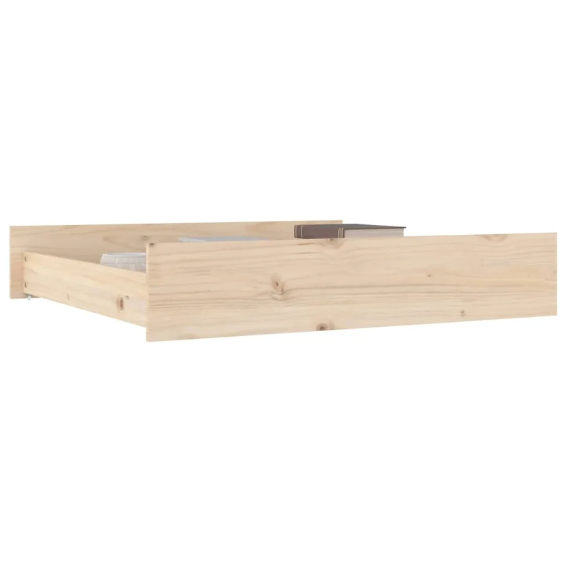 Lot de 2 tiroirs de lit rangement avec roulettes en bois de pin TDL0206839