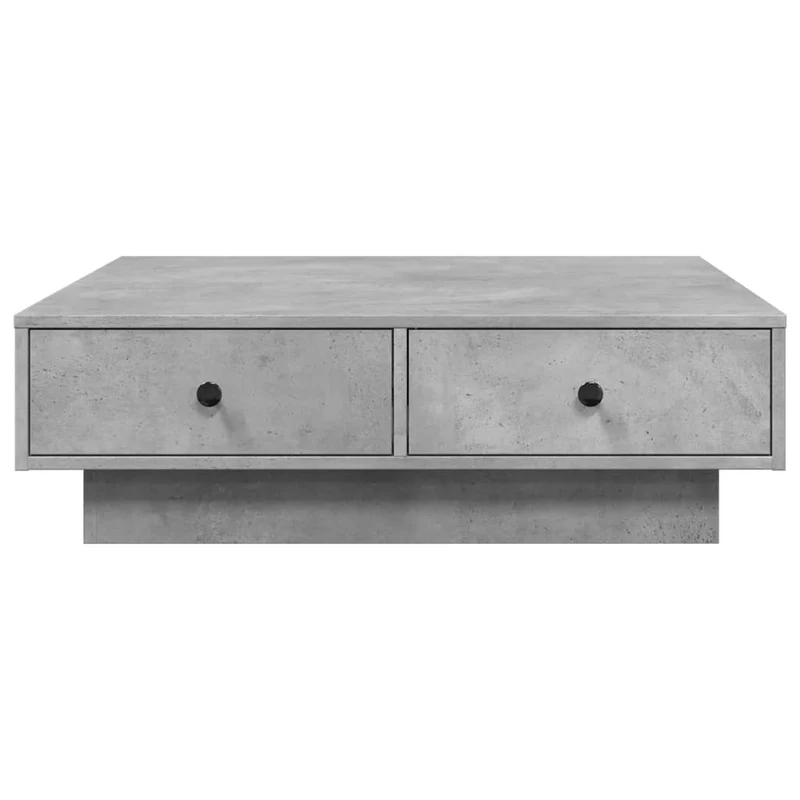 Table basse avec tiroirs design intemporel 90 x 90 x 28 cm aggloméré gris DEC039406
