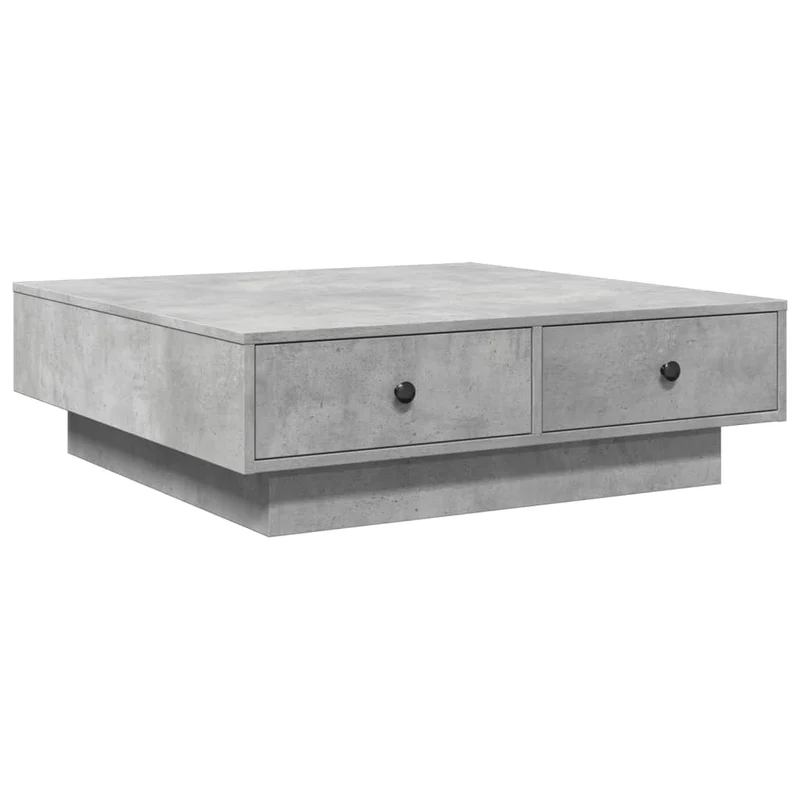 Table basse avec tiroirs design intemporel 90 x 90 x 28 cm aggloméré gris DEC039406