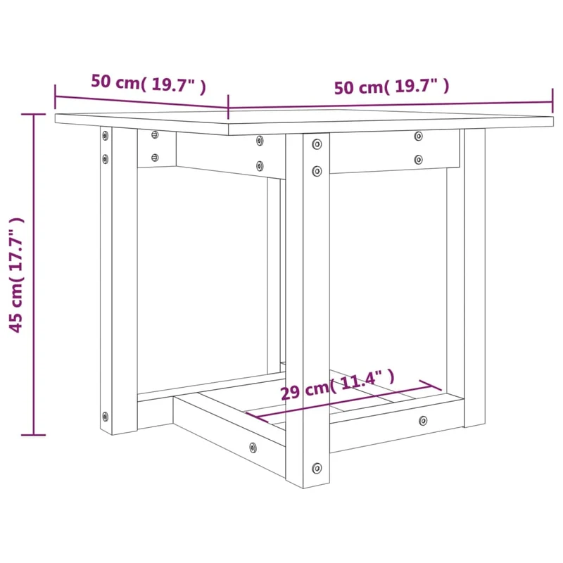 Table basse bout de canapé design intemporel 50 x 50 x 45 cm bois massif de pin gris DEC039180