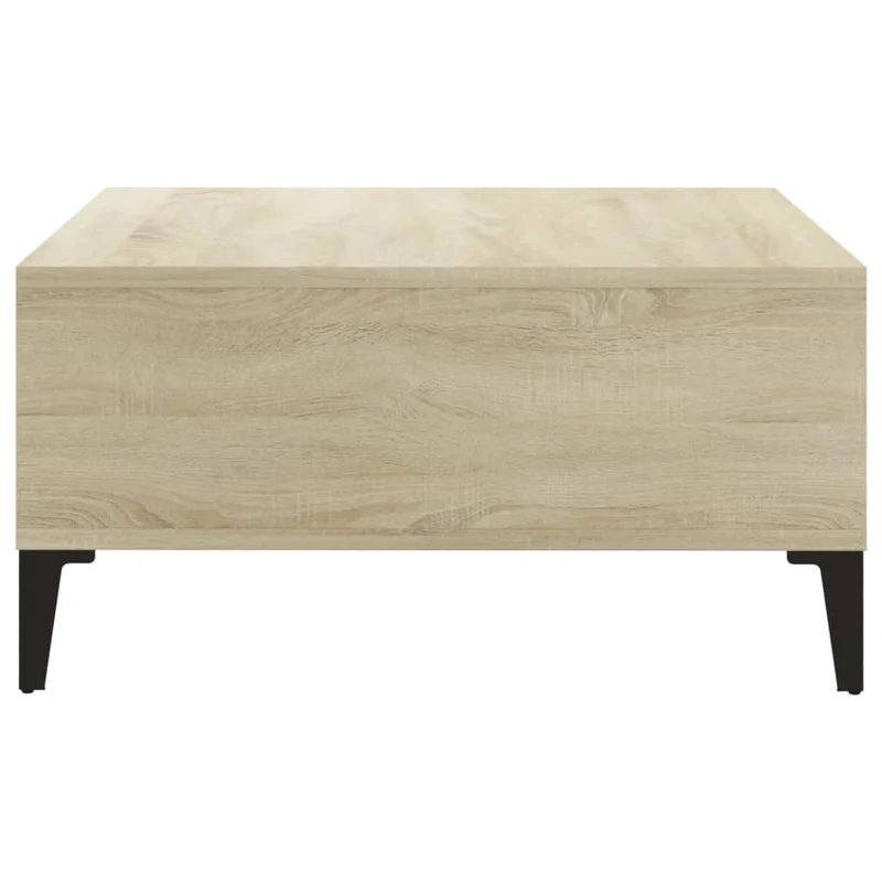 Table basse 4 compartiments design intemporel 60 x 60 x 30 cm bois d'ingénierie couleur chêne et métal DEC038979