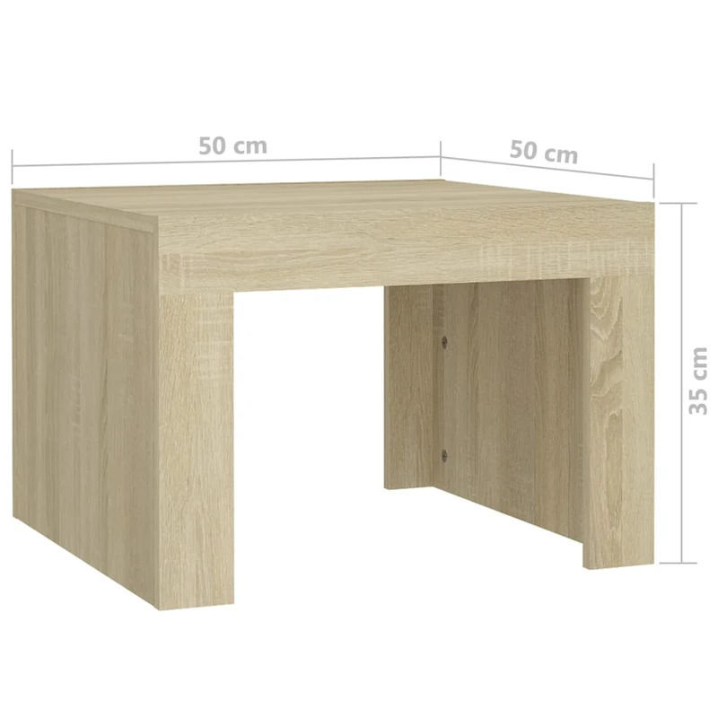 Table basse table d'appoint design intemporel 50 x 50 x 35 cm bois d'ingénierie couleur chêne DEC038944