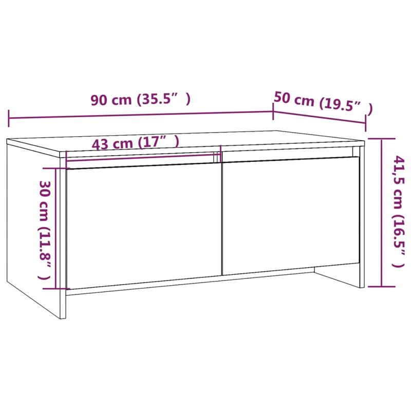 Table basse avec tiroris design intemporel 90 x 50 x 41,5 cm bois d'ingénierie marron DEC038818