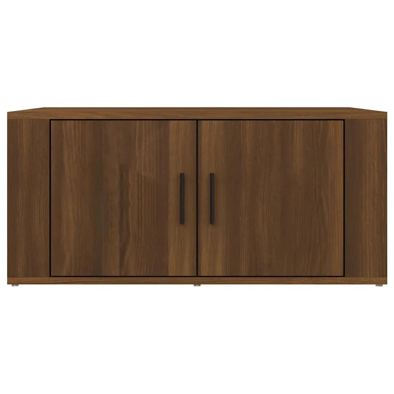 Table basse avec deux compartiments design intemporel 80 x 50 x 36 cm bois d'ingénierie marron DEC038745