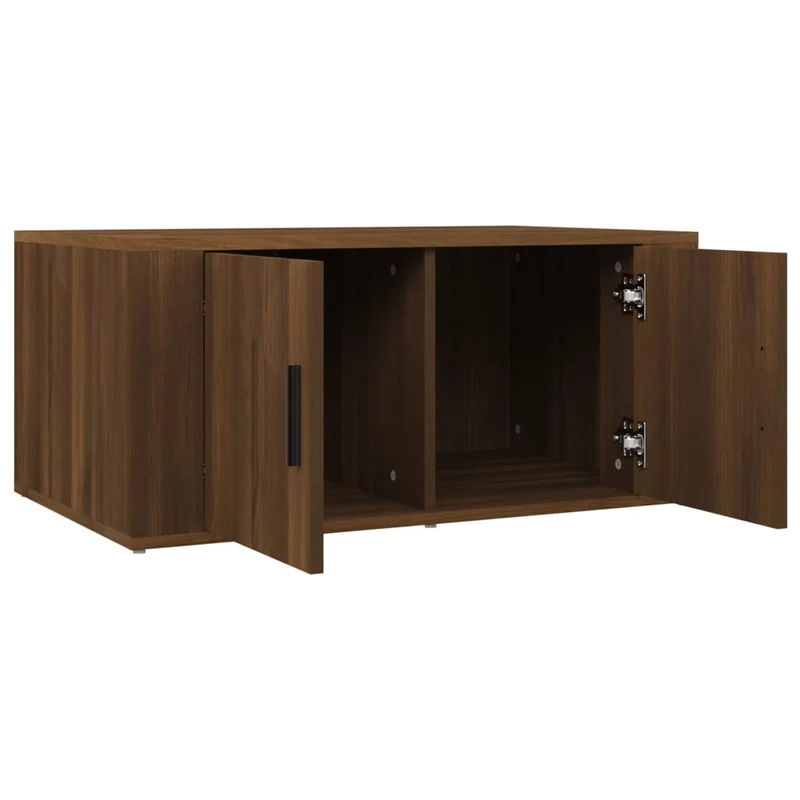 Table basse avec deux compartiments design intemporel 80 x 50 x 36 cm bois d'ingénierie marron DEC038745